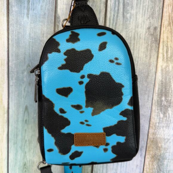 Wrangler Handbags - Wrangler Cow Print Concealed Carry Crossbody Purse NEW Blue Black Travel Bag